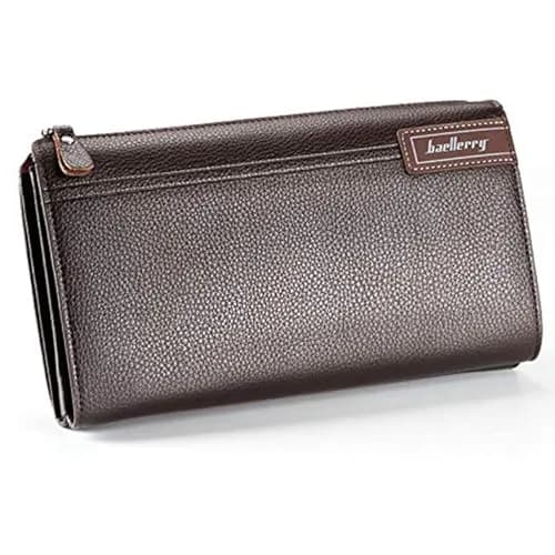 Valentoria Men's Long Leather Clutch Wallet Purse with Zipper 21cm (8.27") | Business Hand Bag for Phone, Cards & Cash thumbnail 1