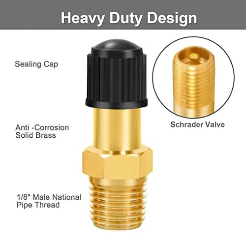 GODESON 1/8" NPT Brass Schrader Tank Valve 4-Pack | Anti-Corrosion, 200 PSI Max Working Pressure thumbnail 3