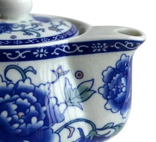 China qinghua ci Teapot 260ml Blue White Peony Flower Porcelain with Infuser (Mudan Flower) thumbnail 5