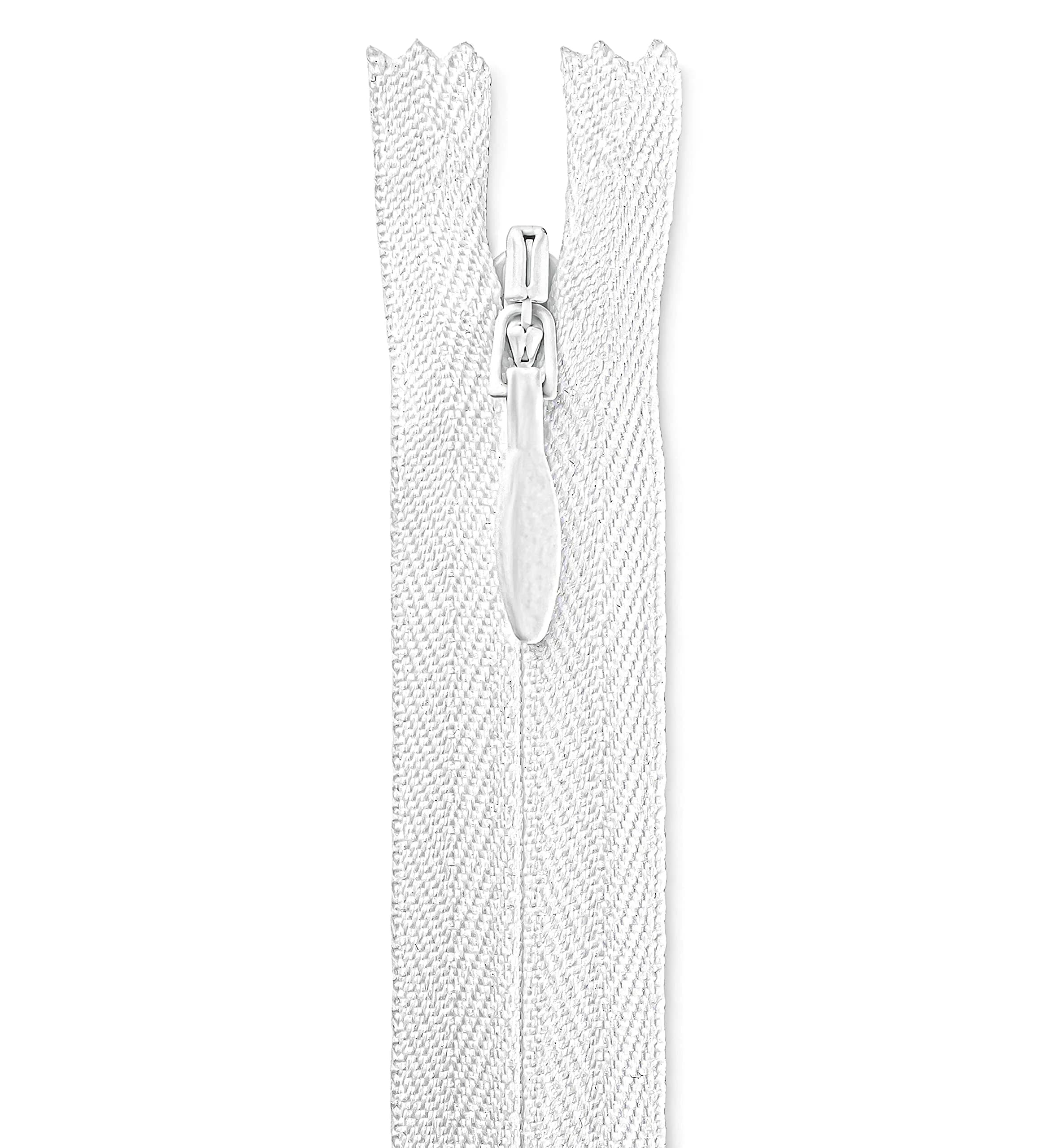Lakesstory Invisible White Zipper 16 inch (40.6 cm) | Smooth Nylon & Polyester for Sewing & Crafts