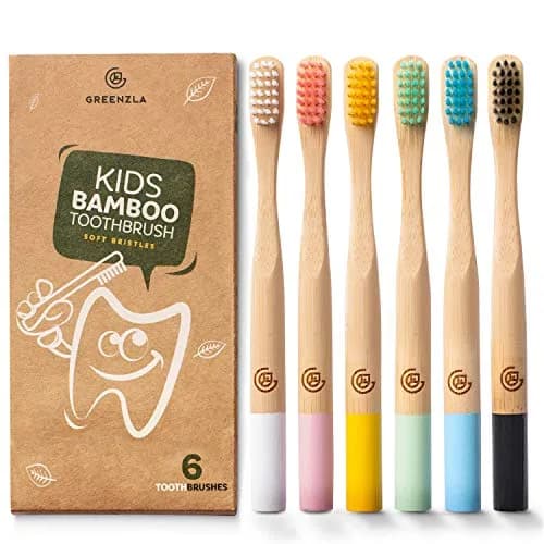 GREENZLA Kids Bamboo Toothbrush | Soft Charcoal Bristles for Sensitive Gums thumbnail 1