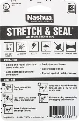 Nashua Stretch & Seal Self-Fusing Silicone Tape 2.54cm (1 in.) x 3.05m (10 ft.) | Watertight Seal for Pipes & Electrical thumbnail 2