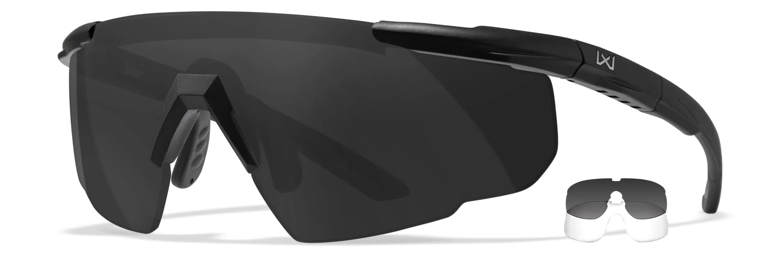 Wiley X Saber Advanced Tactical Safety Glasses | Impact-Resistant UV Protection, ANSI Z87.1+ (Matte Black, Clear Shields) — Matte Black Frame