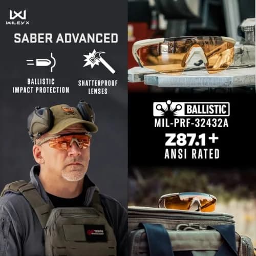 Wiley X Saber Advanced Tactical Safety Glasses | MIL-PRF-32432, ANSI Z87.1+ Impact, UV Shield, Interchangeable Lenses thumbnail 5