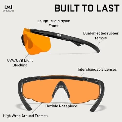 Wiley X Saber Advanced Tactical Safety Glasses | MIL-PRF-32432, ANSI Z87.1+ Impact, UV Shield, Interchangeable Lenses thumbnail 7