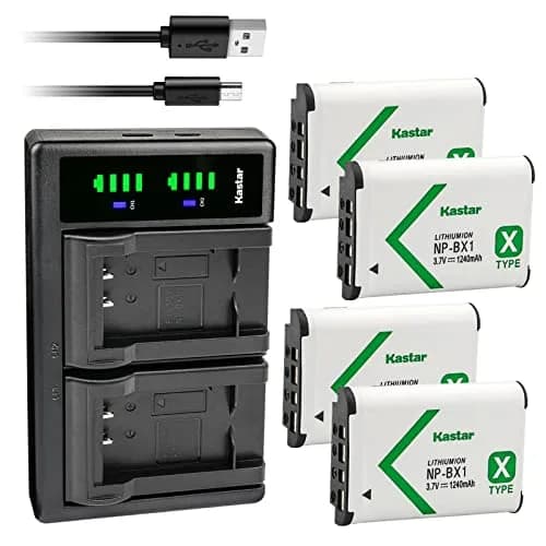 Kastar 4-Pack NP-BX1 Batteries & LTD2 USB Charger | 1240mAh 3.7V Lithium-Ion for Sony Cameras thumbnail 1
