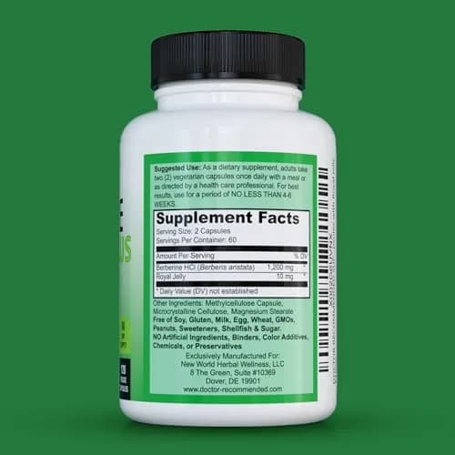 DOCTOR RECOMMENDED SUPPLEMENTS Berberine Plus 1200mg | 120 Veggie Capsules for Adults thumbnail 2