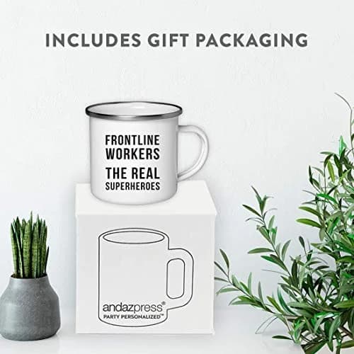 Andaz Press Funny Self Isolation Social Distancing 11oz. Stainless Steel Campfire Coffee Mug Gift, Frontline Workers The Real Superheroes thumbnail 4