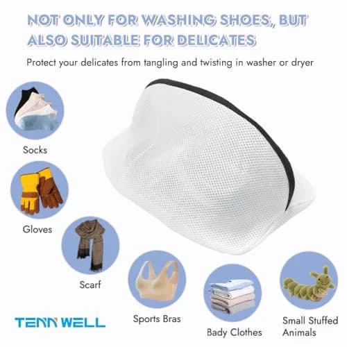 Tenn Well 3Pcs Mesh Laundry Bags for Shoes Sneakers Fits Size 12 | Breathable & Durable thumbnail 5
