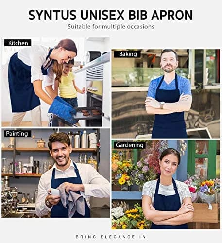 Syntus Nautical Blue Bib Apron 2-Pack | Adjustable, Water-Resistant, 2 Pockets thumbnail 6