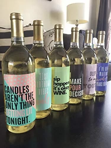 Harper & Ivy Designs 21st Birthday Wine Bottle Labels (6-Pack) | Chic Bday Gifts for Women thumbnail 5