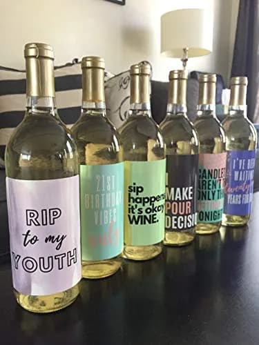 Harper & Ivy Designs 21st Birthday Wine Bottle Labels (6-Pack) | Chic Bday Gifts for Women thumbnail 8