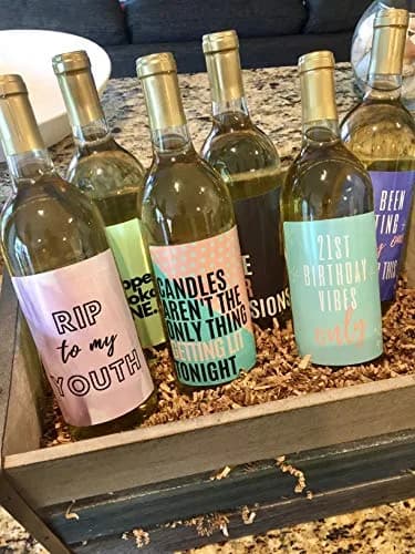 Harper & Ivy Designs 21st Birthday Wine Bottle Labels (6-Pack) | Chic Bday Gifts for Women thumbnail 3
