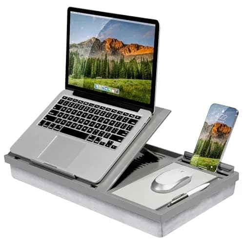 LapGear Ergo Pro Lap Desk with 20 Adjustable Angles, Mouse Pad, and Phone Holder - Gray - 51.5 cm (20.5 inches) Wide thumbnail 1