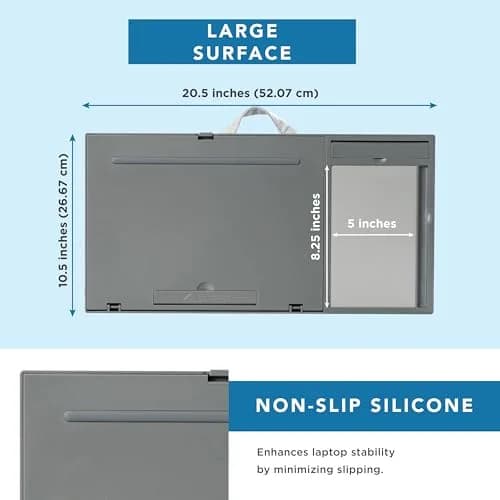 LapGear Ergo Pro Lap Desk with 20 Adjustable Angles, Mouse Pad, and Phone Holder - Gray - 51.5 cm (20.5 inches) Wide thumbnail 5