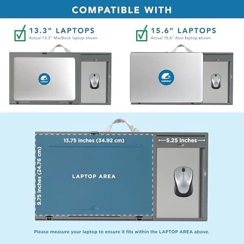LapGear Ergo Pro Lap Desk with 20 Adjustable Angles, Mouse Pad, and Phone Holder - Gray - 51.5 cm (20.5 inches) Wide thumbnail 3