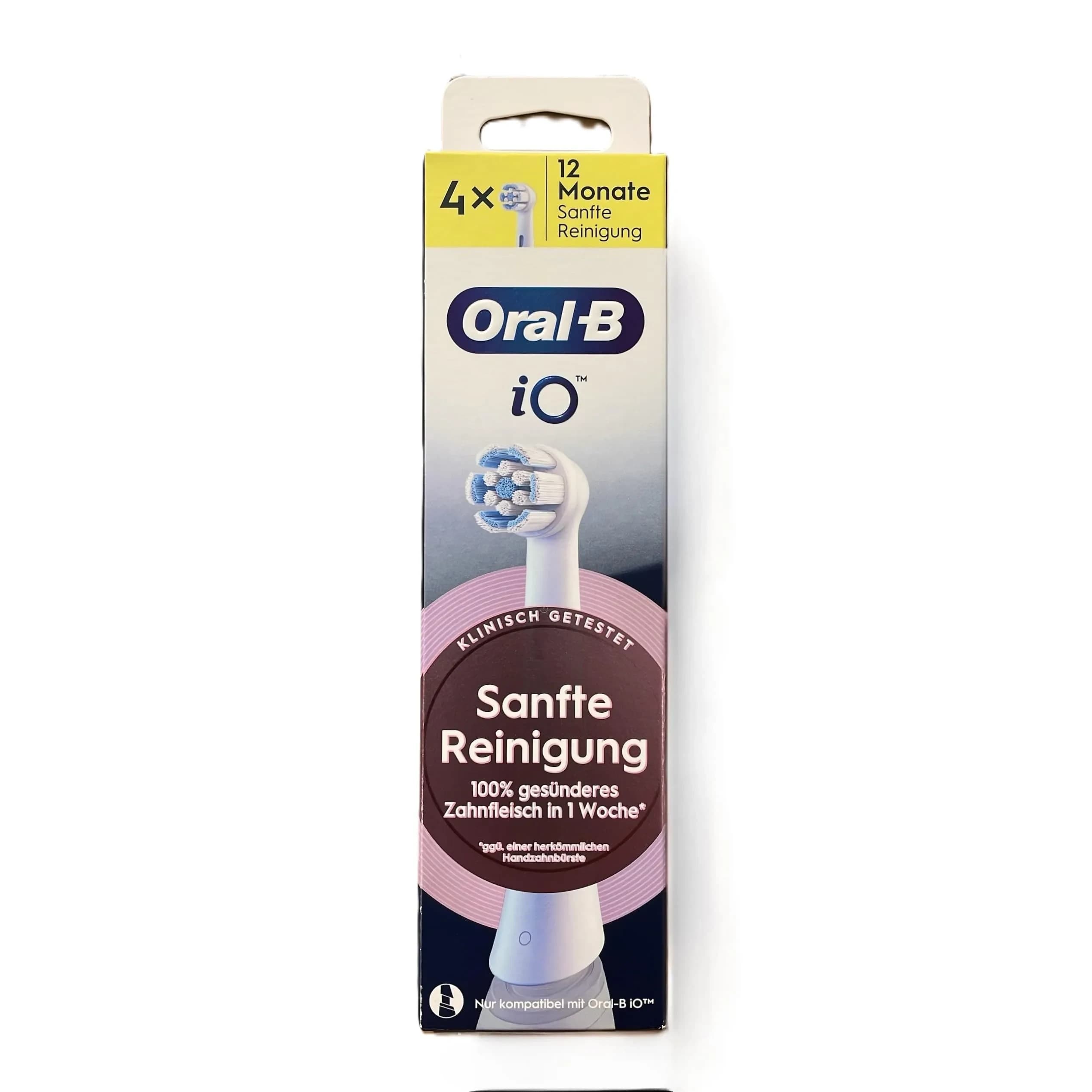 Oral-B iO Gentle Care Replacement Brush Heads 4 Count Soft Cleaning | Gentle on Gums — White