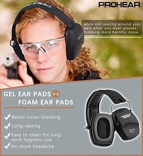 PROHEAR 016-Gel Shooting Ear Protection, NRR 26dB, Gel Cushions | Foldable Passive Earmuffs for Loud Noise thumbnail 3