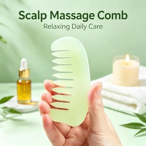 LEOSENSE Scalp Massage Comb for Hair Growth & Stress Relief | Jade Gua Sha Head Scratcher (55g) thumbnail 2