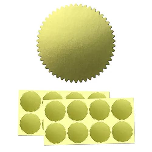 TownStix Gold Foil Seal Stickers for Certificates - 2 inch (5.1 cm) | Pack of 200 thumbnail 1