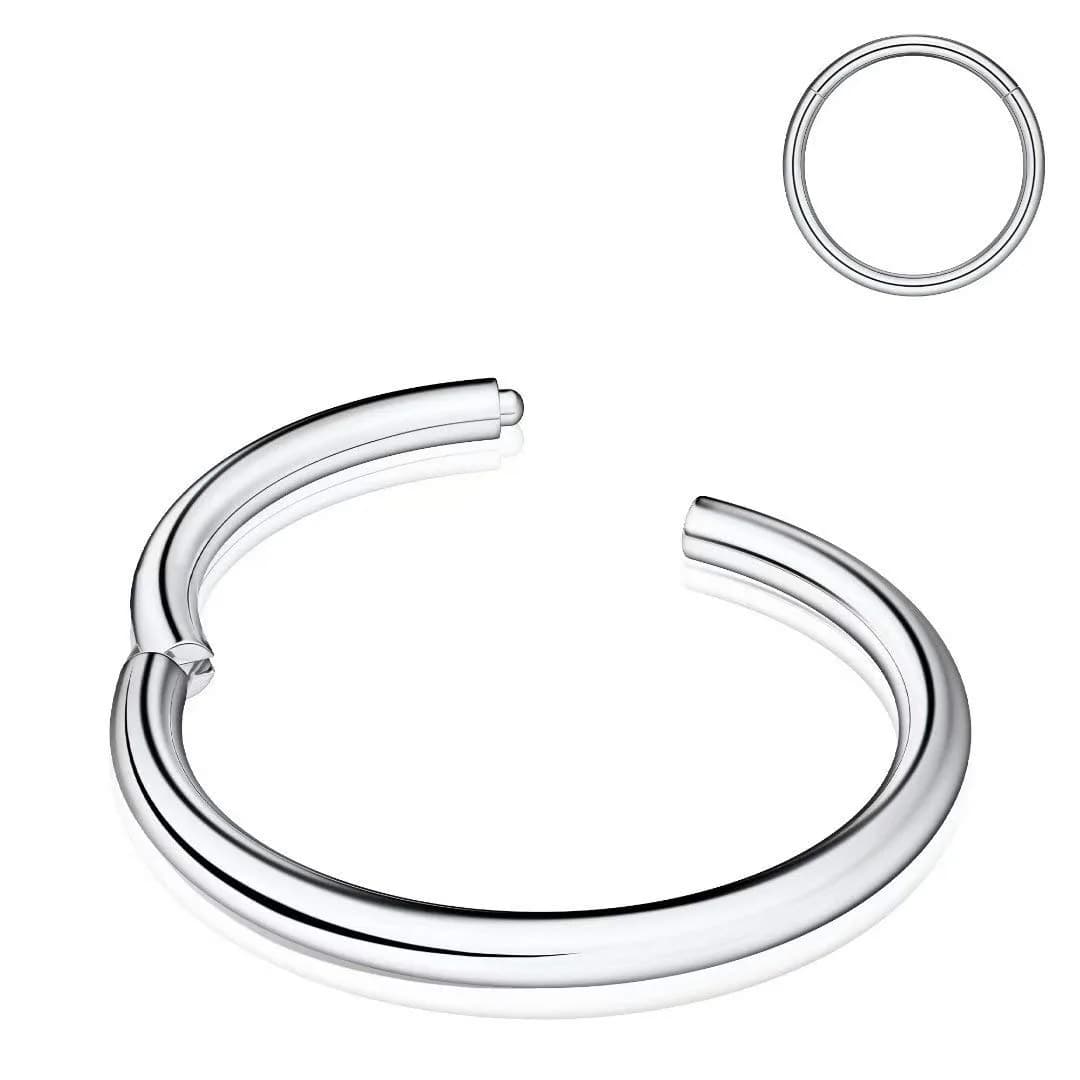 M MOOHAM Nose Rings for Women, 14g Silver Surgical Steel Hypoallergenic Hinged Small Nose Ring 14 Gauge 6mm Septum Ring Cartilage Hoop Earring Conch Piercing Jewelry for Women — 1pcs, Silver, 18g, Diameter: 9mm