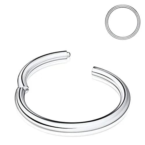 M MOOHAM Nose Rings for Women, 18g Silver Hoop, 9mm Inner Diameter | Hypoallergenic Surgical Steel Jewelry thumbnail 1