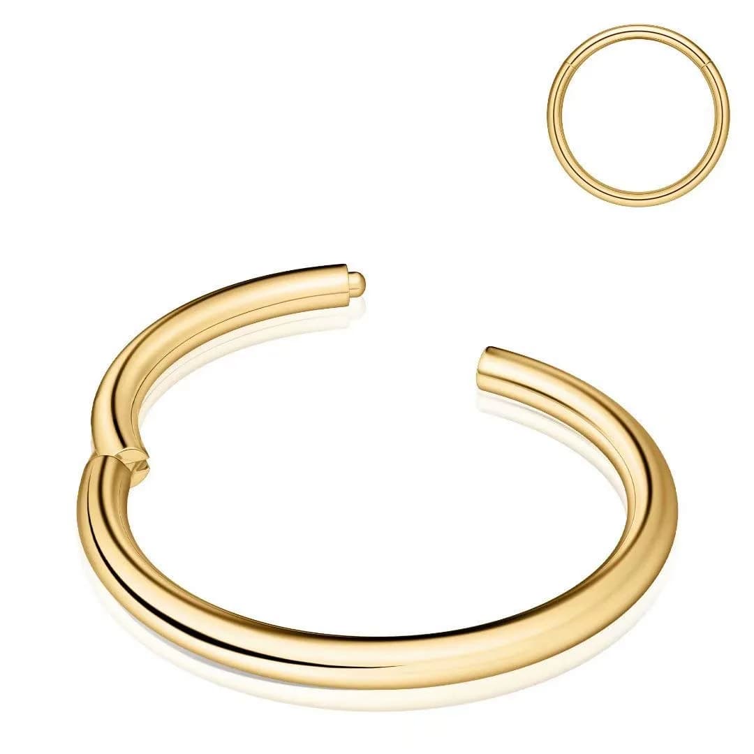 M MOOHAM Nose Rings for Women, 14g Silver Surgical Steel Hypoallergenic Hinged Small Nose Ring 14 Gauge 6mm Septum Ring Cartilage Hoop Earring Conch Piercing Jewelry for Women — 1pcs, Gold, 18g, Diameter: 9mm