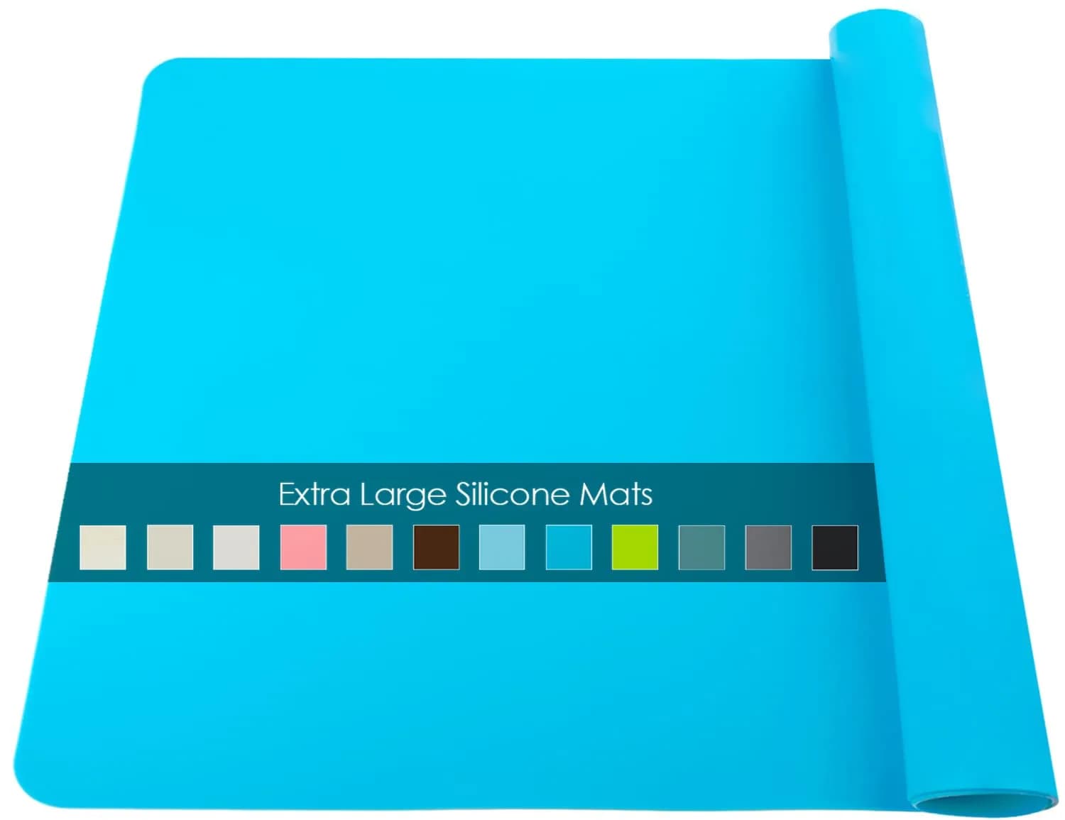QPIX DIGITAL Extra Large Silicone Craft Mat 60x40 cm (23.62x15.75 inches) | BPA-Free Food-Grade Silicone for Kids Crafts, Baking, and Dining — 03-blue / 23.6"L x 15.7"W