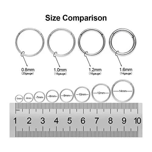 M MOOHAM Nose Rings for Women, 14g Silver Surgical Steel Hypoallergenic Hinged Small Nose Ring 14 Gauge 6mm Septum Ring Cartilage Hoop Earring Conch Piercing Jewelry for Women thumbnail 5