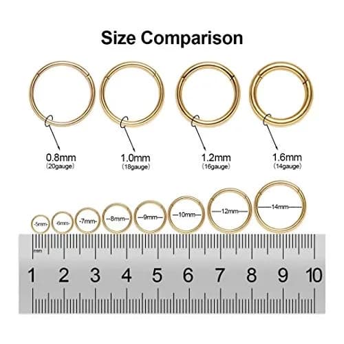 M MOOHAM Nose Rings for Women, 20g Gold Nose Ring Hoop 5mm | Hypoallergenic Surgical Steel thumbnail 5