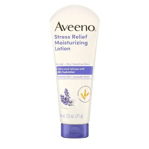Aveeno Stress Relief Moisturizing Body Lotion Lavender Scent 75ml (2.5 Fl Oz) | Calms & Relaxes Skin with Prebiotic Oat thumbnail 1