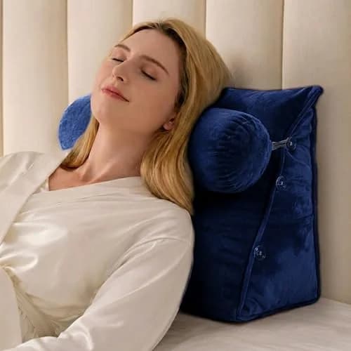 Cheer Collection Reading Wedge Pillow – TV Pillow with Adjustable Bolster Pillow, Memory Foam Back Support for Couch & Bed, Pillow Chair for Bed, Reading Pillows for Adults & Kids, Navy Blue | Support & Versatility thumbnail 1