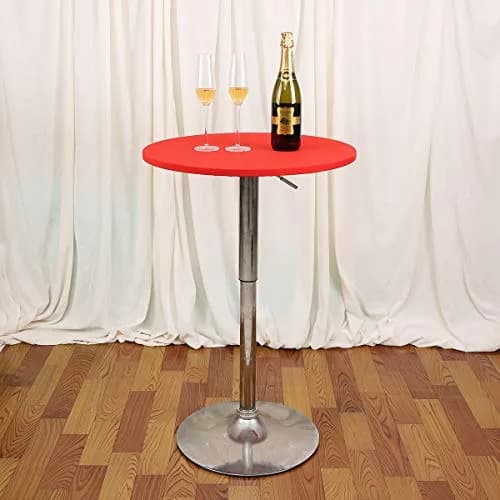 JISEN 30 Inch Red Round Stretchable Tablecloth | Fitted Elastic Cover for Elegant Events thumbnail 3