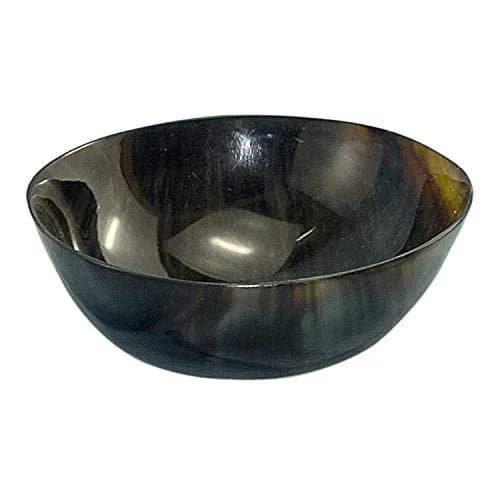 Mythrojan Horn Bowl Handcrafted Small Serving Bowl with 100% Authentic Horn for Multifunction Soup Bowl Viking Norse Medieval Kitchen Accessory Vintage Home Decor Gift - 6" — 6"-Single Horn Bowl