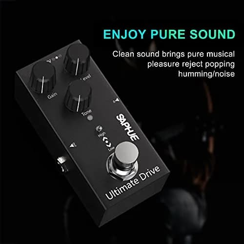 SAPHUE Ultimate Drive Guitar Effects Pedal Gain/Level/Tone Knob 9V | Classic Rock Tone, True Bypass, Compact Metal Shell thumbnail 3