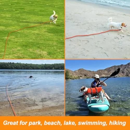 Vivifying Orange Floating Dog Training Leash 10m (32ft) | Durable Rope Lead with Padded Handle thumbnail 5
