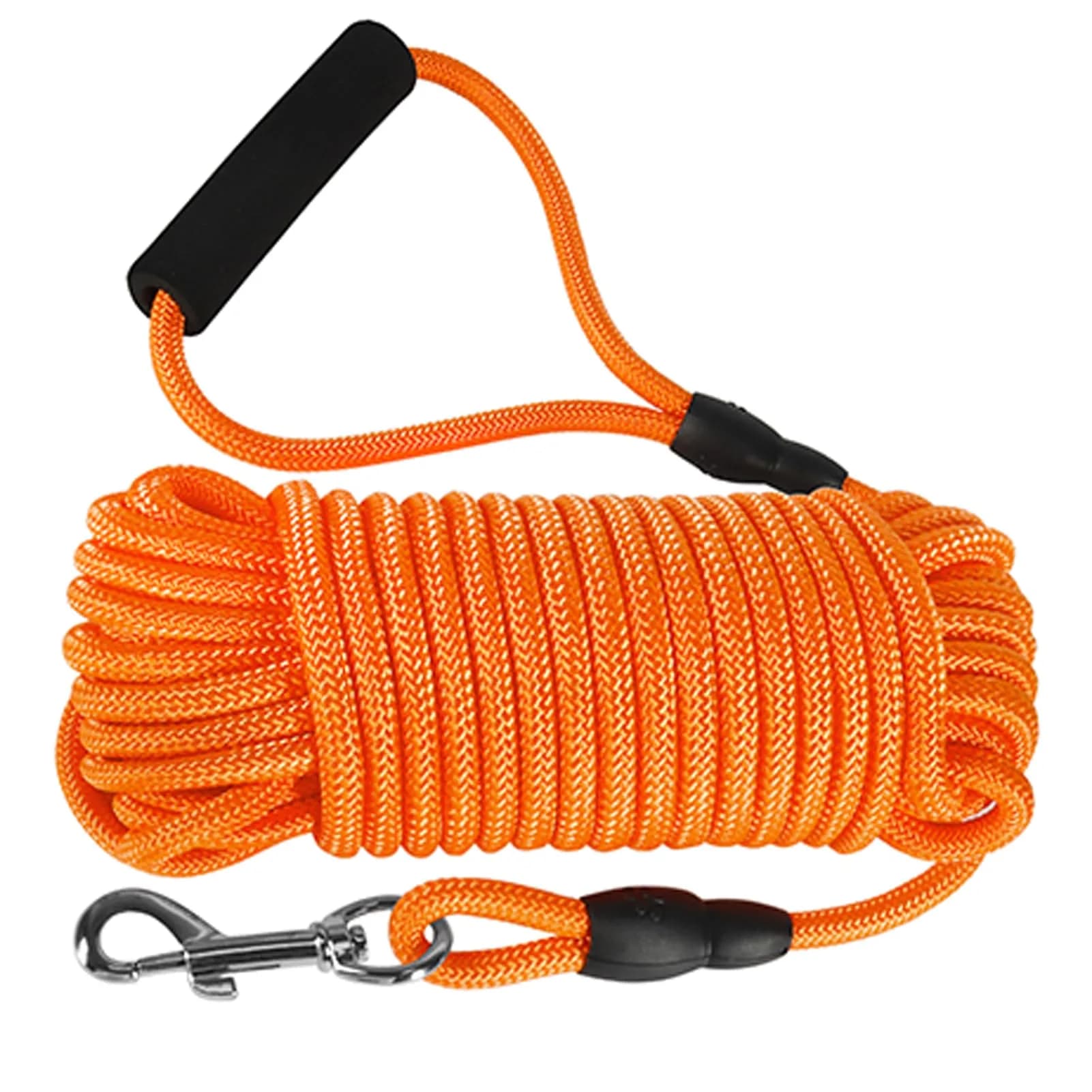 Vivifying 6m (20ft) Floating Dog Check Cord Leash | Durable Polypropylene Rope with Padded Handle & 360° Swivel Clasp — Orange / 32ft