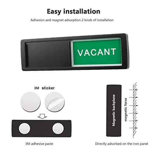 LoYinLo Vacant Occupied Privacy Sign 7'' x 2'' | Slider Door Indicator for Home & Office thumbnail 3