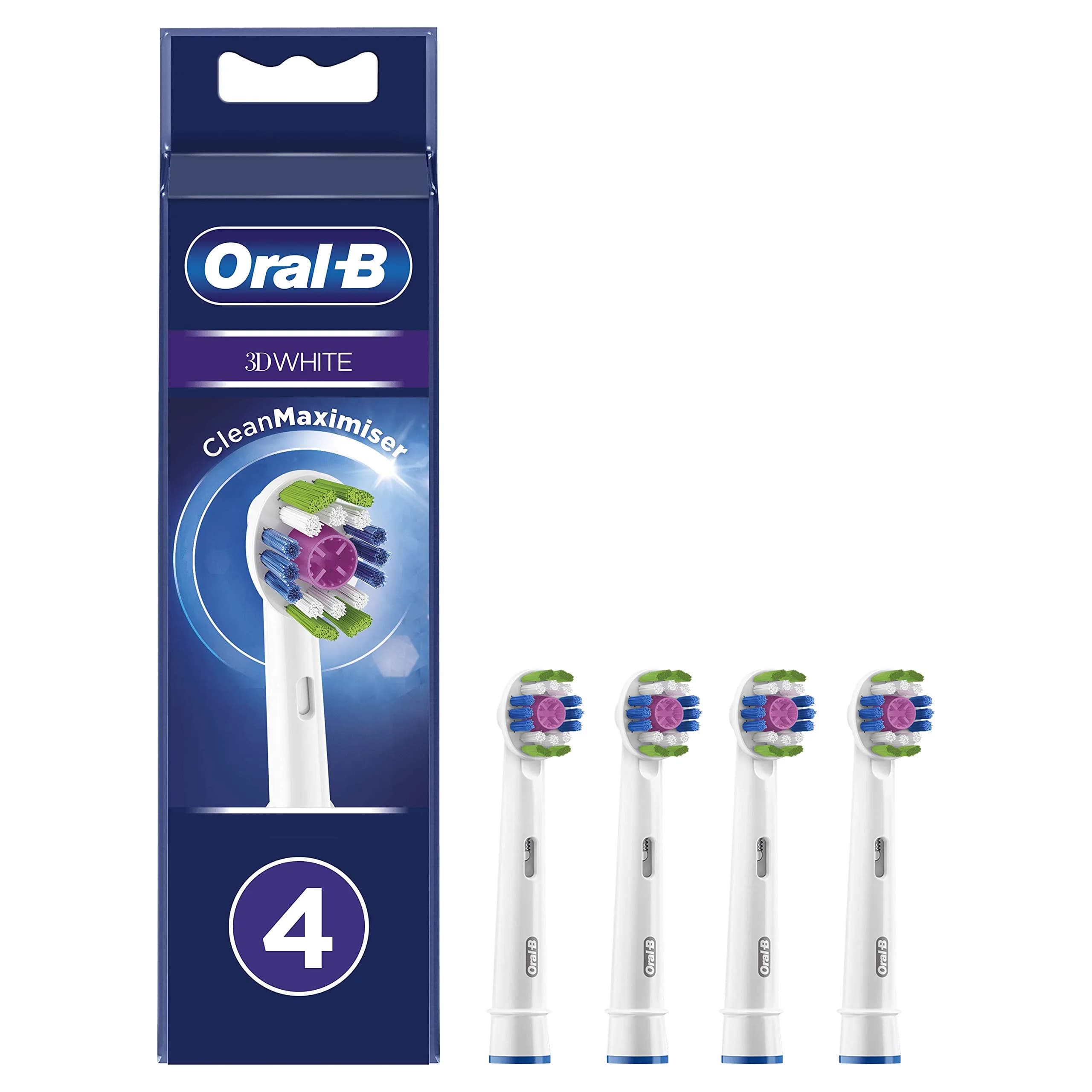 Oral-B 3D White Electric Toothbrush Head Replacement 4 Count | Whitens Teeth from Day 1 - main product image