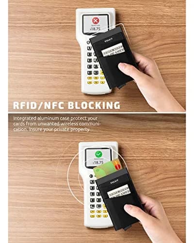 VULKIT Card Holder with Money Pocket & RFID Blocking Slim Metal Wallet Black | Holds 5-9 Cards thumbnail 3