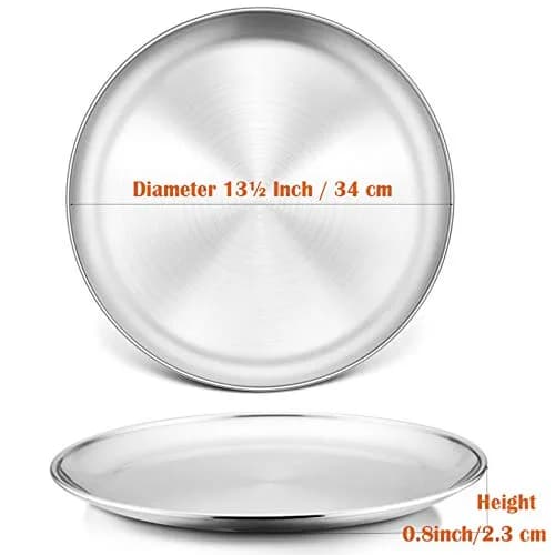 P&P CHEF 13.5 Inch Pizza Pan, Stainless Steel Baking Tray for Pizza, Silver thumbnail 3