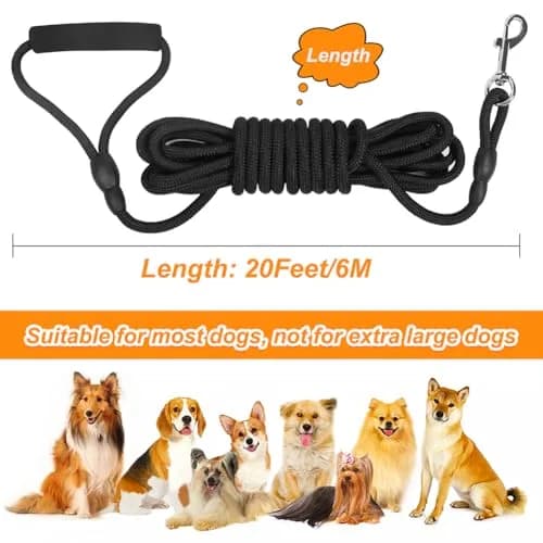 Vivifying 6m (20ft) Floating Dog Check Cord Leash | Durable Polypropylene Rope with Padded Handle & 360° Swivel Clasp thumbnail 6
