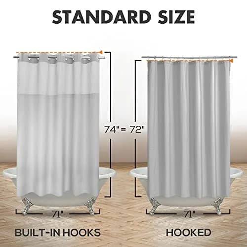 River Dream No Hook Shower Curtain with Snap-in Liner Set, Gray, 71x74 thumbnail 6