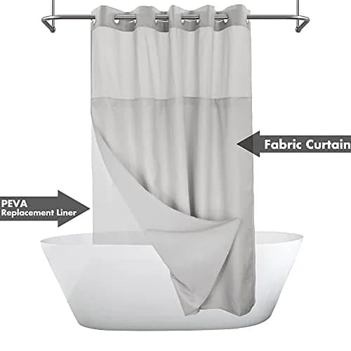 River Dream No Hook Shower Curtain with Snap-in Liner Set, Gray, 71x74 thumbnail 2