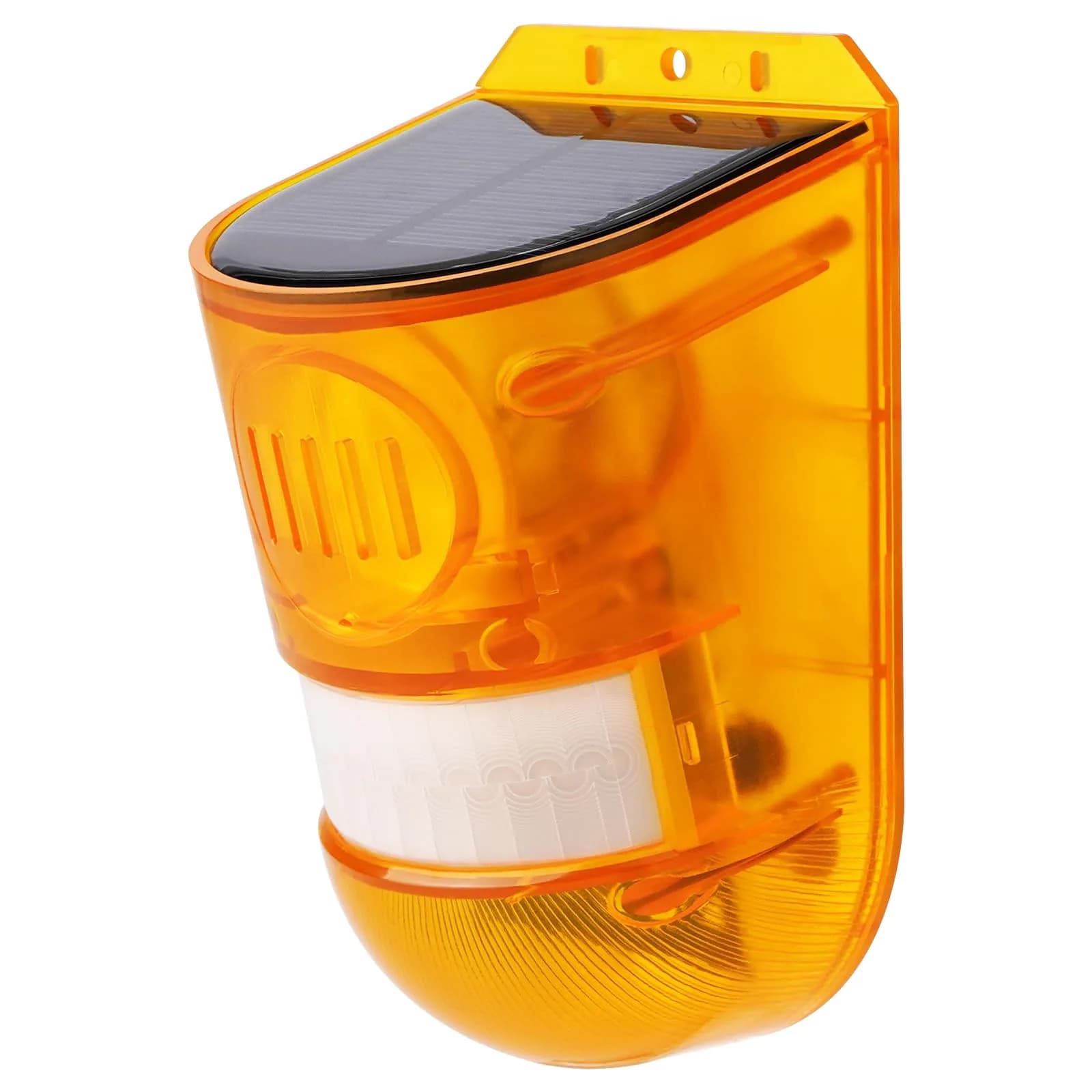 Aolyty Solar Motion Sensor Alarm Light with Siren and Red LED Flashing, 800m Visibility | Motion Detector Device India — Yellow