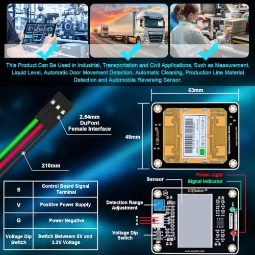 CQRobot Microwave Motion Sensor 10.525GHz Compatible with Arduino & Raspberry Pi | Long Detection Range thumbnail 5