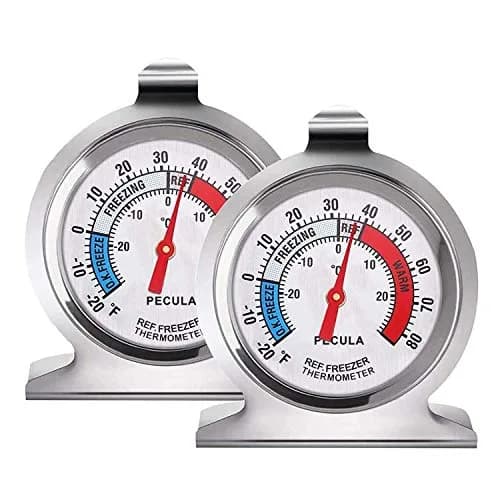 PECULA 2 Pack Refrigerator Thermometer | Classic Dial for Fridge & Freezer, -30-30°C (-20-80°F) thumbnail 1