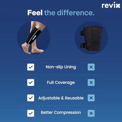 REVIX Reusable Leg Ice Pack Wrap, Calf & Shin Cold Compress, Neoprene Support, 1 Pack thumbnail 4