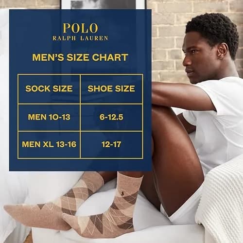 POLO RALPH LAUREN Men's Argyle & Dots Pattern Dress Crew Socks, 3 Pairs | Premium Cotton Blend, Reinforced Toe & Heel, Classic Style thumbnail 6
