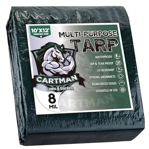 CARTMAN 10x12Ft Waterproof Poly Tarp Cover 8 Mil | Heavy Duty Weatherproof Cover for Outdoors thumbnail 1